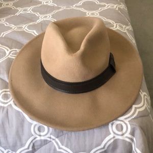 Tan fedora style hat